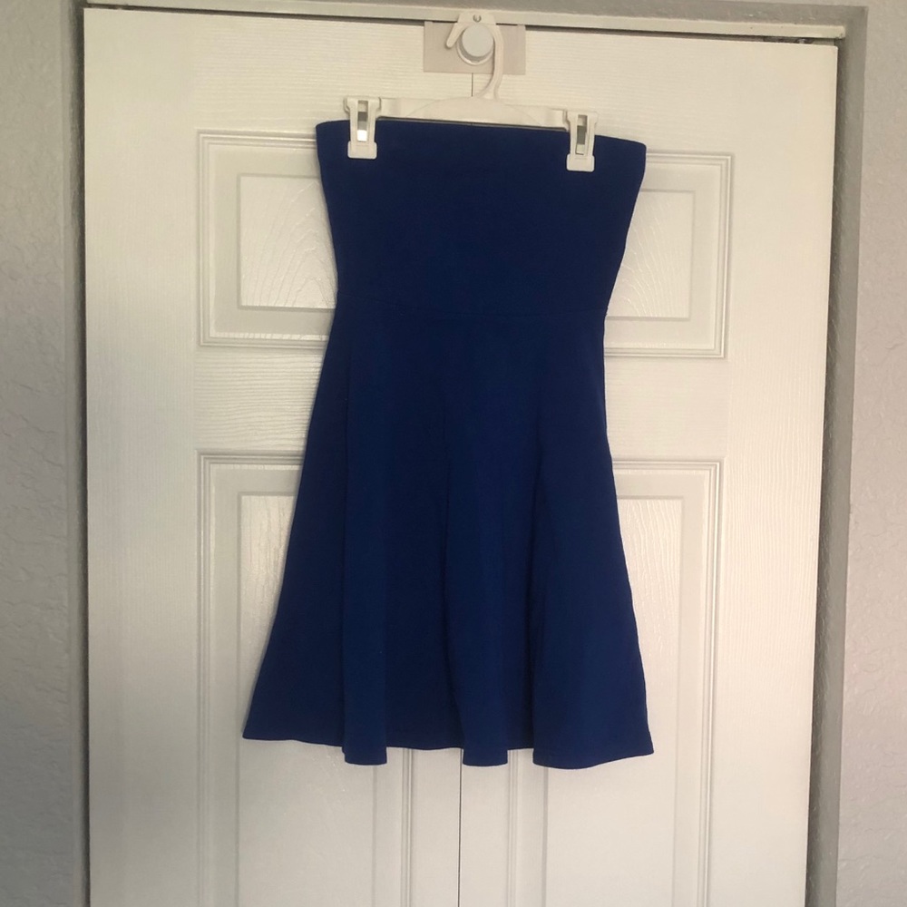 Express dark blue strapless dress